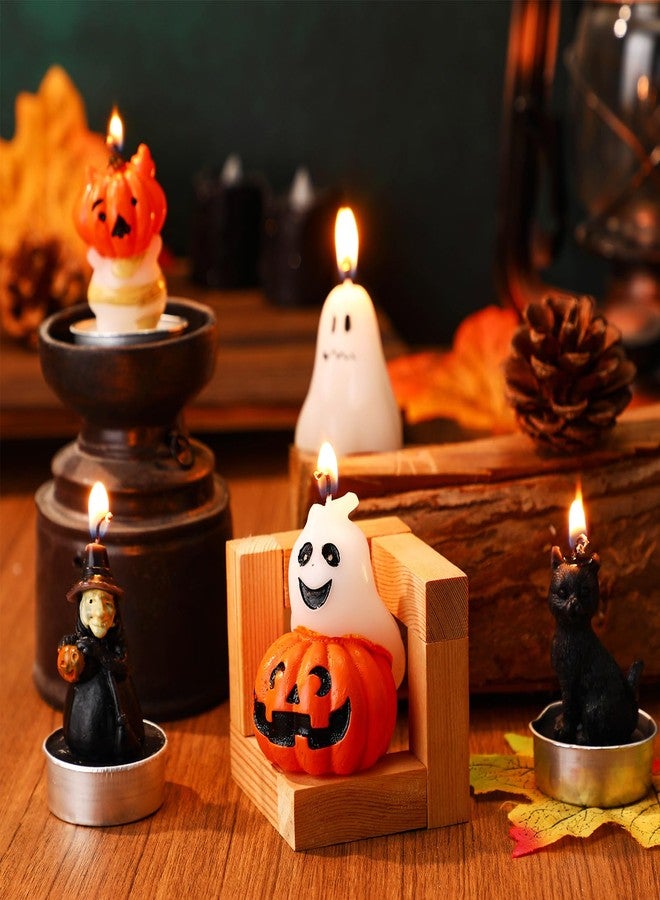 Conelist 14 Pcs Halloween Ghost Candles, Autumn Room Tabletop Decor Cute Wax Mini Spooky, Witch, Pumpkin Candles for Halloween Fall Themed Party Favor Supplies - Image 3